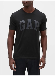 Черная мужская футболка с круглым вырезом и принтом Gap