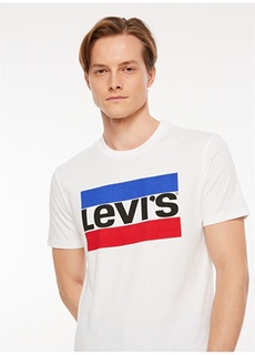 Белая мужская футболка с круглым вырезом с принтом Levis