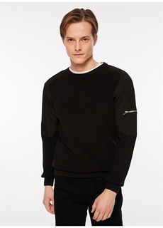 Черный мужской свитер узкого кроя с круглым вырезом Gmg Fırenze