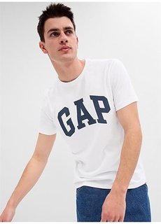 Белая мужская футболка с круглым вырезом и принтом Gap