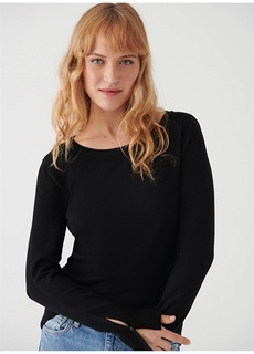 Черный женский свитер с круглым вырезом Mavi