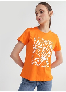 Оранжевая женская футболка с круглым вырезом с принтом Fabrika ФАБРИКА