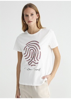 Белая женская футболка с круглым вырезом и вышивкой Fabrika ФАБРИКА