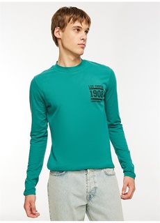 Зеленая мужская футболка с круглым вырезом Lee Cooper