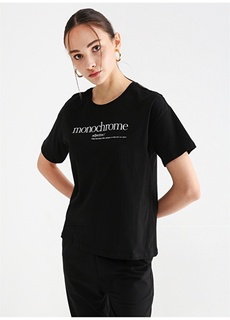 Черная женская футболка с круглым вырезом с принтом Fabrika ФАБРИКА