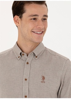 Горчичная мужская рубашка стандартного кроя с воротником на пуговицах U.S. Polo Assn.