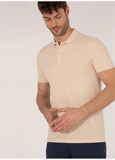 Однотонная мужская футболка-поло бежевого цвета Pierre Cardin