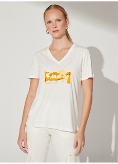 Белая женская футболка с V-образным вырезом Fabrika Comfort
