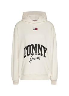 Белая женская толстовка с воротником с капюшоном и принтом Tommy Jeans