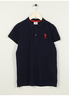Темно-синяя однотонная футболка-поло для мальчиков с воротником-поло и короткими рукавами U.S. Polo Assn.