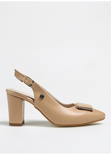Бежевые женские туфли на толстом каблуке Pierre Cardin