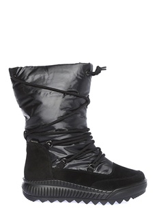 Замшевые черные женские зимние ботинки Legero