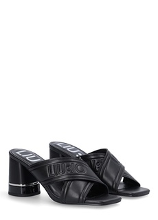 Кожаные черные женские босоножки на каблуке Lıu Jo