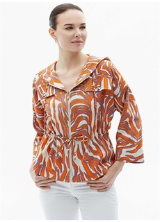 Оранжевая женская летняя куртка три четверти без карманов с принтом Selen