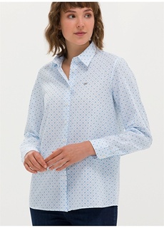 Синяя женская рубашка с рубашечным воротником U.S. Polo Assn.