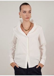 Белая женская рубашка Normal Classic с воротником Yargıcı