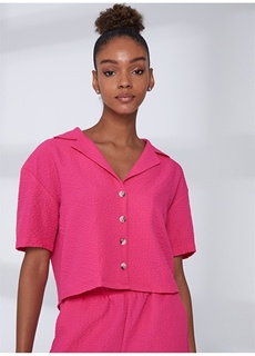 Свободная однотонная розовая женская рубашка с открытым воротником Aeropostale