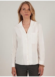 Белоснежная женская рубашка Normal с прямым воротником Yargıcı