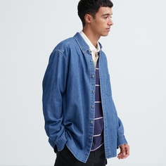 Предпродажа мужская и женская джинсовая рубашка Uniqlo, повседневная рабочая рубашка, стираная куртка
