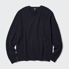 Uniqlo мужской/женский свитер из мягкой овечьей шерсти с круглым вырезом (пуловер)