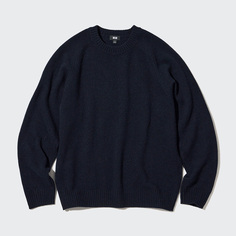 Uniqlo мужской/женский свитер из мягкой овечьей шерсти с круглым вырезом (пуловер)