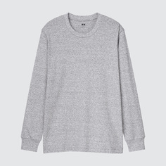 Предпродажа, мужская и женская мягкая футболка с круглым вырезом Uniqlo, хлопковая нижняя рубашка с длинными рукавами