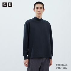 Пуловер Uniqlo U 23 унисекс с длинными рукавами, темно-синий