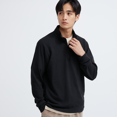 Пуловер Uniqlo унисекс эластичный флисовый с полумолнией, черный