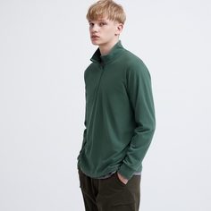 Пуловер Uniqlo унисекс эластичный флисовый с полумолнией, зеленый