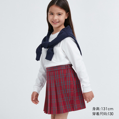 Детская одежда Uniqlo для девочек и девочек-кюлоты в клетку со складками (JK клетчатая юбка А-силуэта preppy осень)