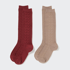 Uniqlo Girls HEATTECH High Socks (2 пары чулок, осенние и зимние теплые носки)