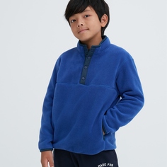Uniqlo детская одежда для мальчиков и девочек, флисовый пуловер на пуговицах с полуоткрытым воротником и длинными рукавами, зима