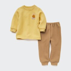 Прессованные пижамы Uniqlo для младенцев и малышей (комплект одежды для жизни с длинными рукавами)