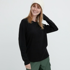 Женский пуловер Uniqlo HEATTECH с круглым вырезом, черный