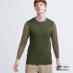 Мужская футболка Uniqlo HEATTECH с утеплением, темно-зеленый