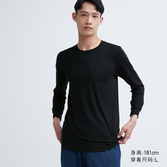 Мужская футболка Uniqlo HEATTECH с круглым вырезом, черный