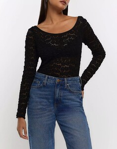 Лонгслив River Island Lace, черный