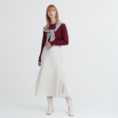 Женская атласная юбка с разрезом Uniqlo (облегающая юбка, длинная юбка, юбка «рыбий хвост», новинка)