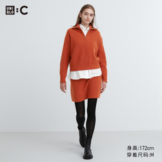 Женская мини-юбка Uniqlo шерстяная, оранжево-красный