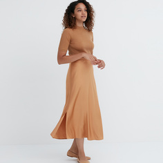Женская юбка Uniqlo с разрезом, ярко-оранжевый