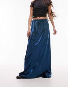 Юбка Topshop Liquid Look Satin Bias Maxi, синий