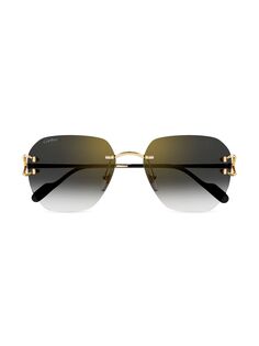 Квадратные солнцезащитные очки C Décor 58 мм Cartier, золотой