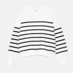 Свитшот Pull&amp;Bear Striped, кремовый/черный