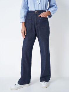 Широкие джинсы с накладными карманами Crew Clothing, темно-синие