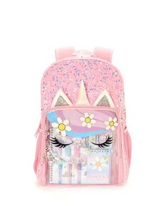 Рюкзак с единорогом для маленьких и больших девочек с набором канцелярских принадлежностей и блестками InMocean