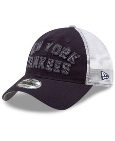 Мужская темно-синяя регулируемая кепка New York Yankees с потертостями и надписью Trucker 9Twenty New Era