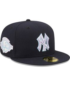 Мужская темно-синяя приталенная шляпа New York Yankees 100th Anniversary лавандового цвета 59FIFTY New Era