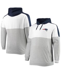 Мужской пуловер с капюшоном и логотипом темно-синего цвета Хизер Грей New England Patriots Big and Tall Team Profile