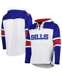 Мужской пуловер на шнуровке Buffalo Bills Heather Grey Gridiron с капюшоном &apos;47 Brand