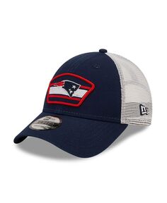 Мужская темно-синяя, белая кепка New England Patriots с нашивкой-логотипом Trucker 9FORTY Snapback New Era